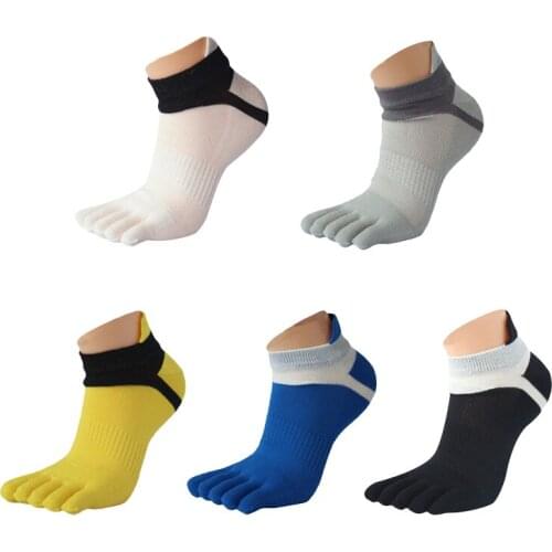 Wholesale Five-finger Socks Mens Boat Socks Cotton Spring Summer Autumn Sports Mesh Solid Color Independent Packa
