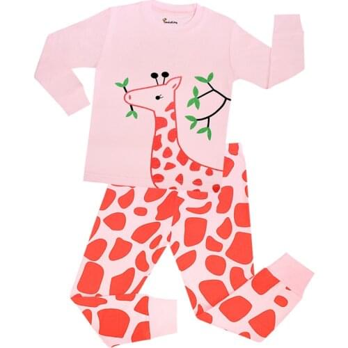Autumn New Kids Pajamas Set Baby Girls Boys Cartoon Long Sleeve T-Shirt Tops and Pants Baby Sleepwear for 2 3 4 5 6 7 8 Years