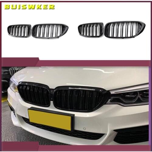 Front Racing Kidney Grille for Bmw New 5 Series G30 G38 525I 530I 540I 550I 17-20 M-Performance Bumper 2 Slat Grill Replacemt