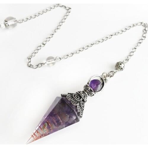 1PCS High Quality Divination Pendants Orgonite Energy Natural Stone Reiki Pendulum Healing Pendulo Chakra Charms Jewelry