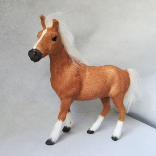 Polyethylene&furs light brown horse large 26x22cm model handicraft home decoration birthday gift b2020
