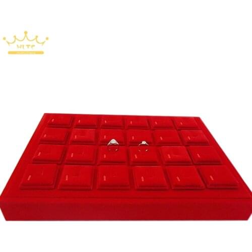 Superior Quality Portable Red Velvet Ring Jewelry Display Trays Holder Showcase For Gold Jewellery Window Setting Kisok