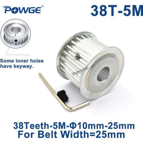 POWGE Arc HTD 5M 38 Teeth Synchronous Timing Pulley Bore 8/10/12/14/15/16/17/18/19/20/25mm for Width 25mm HTD5M Belt 38Teeth 38T