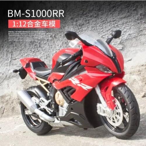1: 12 Alloy Warhawk Motorcycle Linkage Lighting Sound Effect Sliding Toy Childrens Birthday New year Christmas Gift Red