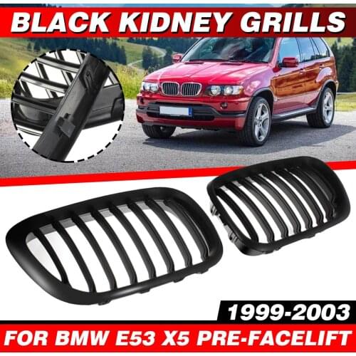 2Pcs Auto Front Bumper Kidney Grille Racing Grill Black For BMW E53 X5 Sport 1999 2000 2001 2002 2003 Pre-Facelift
