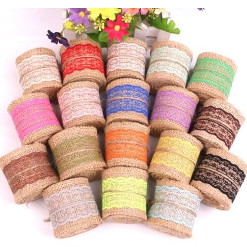 Jute Burlap Lace Hessian Hemp Ribbon Vintage Wedding Party Christmas Decor DIY Crafts Gift Packaging Ribbon 2 Meters/Roll