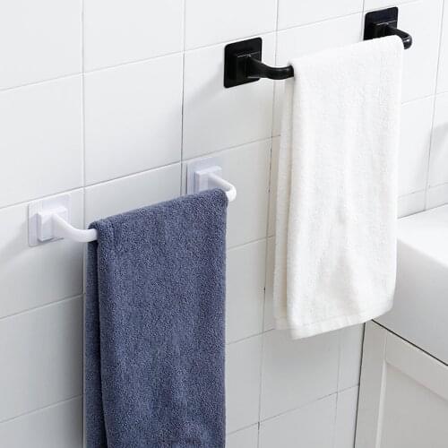 Self-adhesive Towel Holder Rack Wall Mounted Towel Hanger Bathroom Towel Bar Shelf Roll Holder Bathroom Accessories