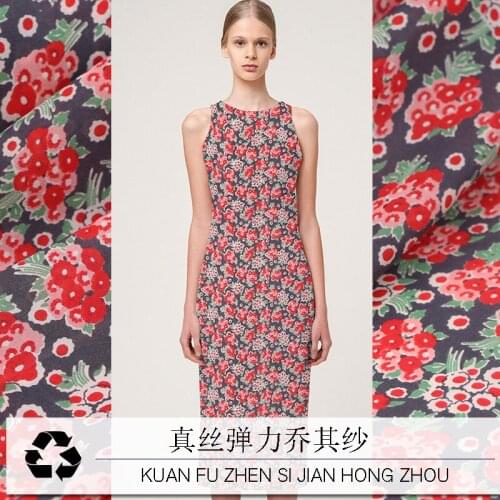 Amoi 12 at M Printed Stretch Silk Georgette Fabric Breathable Silk Dress Silk Fabric