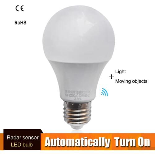 E27 LED Microwave Radar Motion Ambient Sensor Light Lamp Bulb smart light bulb AC85-265V 9W 7w 5w For Corridor Garage Yard