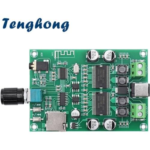 Tenghong 1PCS YDA138-E Wireless Bluetooth 5.0 Audio Stereo Digital Amplifier Board Dual Channel HD 20W + 20W AUX TF Card XH-A354