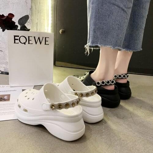 Eva Sandals Women 's Summer New Platform Platform High Heel Rhinestone Hole Shoes Pump Beach Shoes