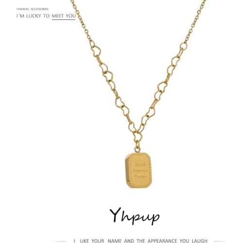Yhpup Stylish Square Pendant Chain Necklace Stainless Steel Gold подвеска Collar Collier Jewelry Stylish Necklace for Women Gift