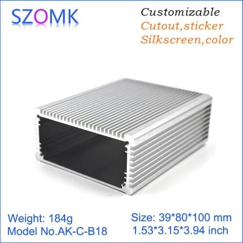 10 pcs, 39*80*100mm electronics diy aluminum project box pcb enclosure outlet boxes szomk silver aluminum amplifier case