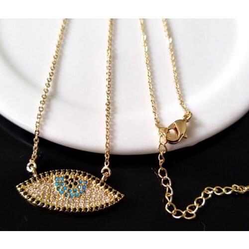 10 Pcs Turkish Style Evil Eye Double Bails Connector Necklace,CZ zircon Micro pave crystal Charm Jewelry making for woman NK56