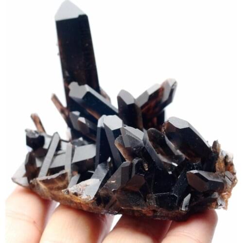 150g Clear Natural Beautiful Black QUARTZ Crystal Cluster Specimen