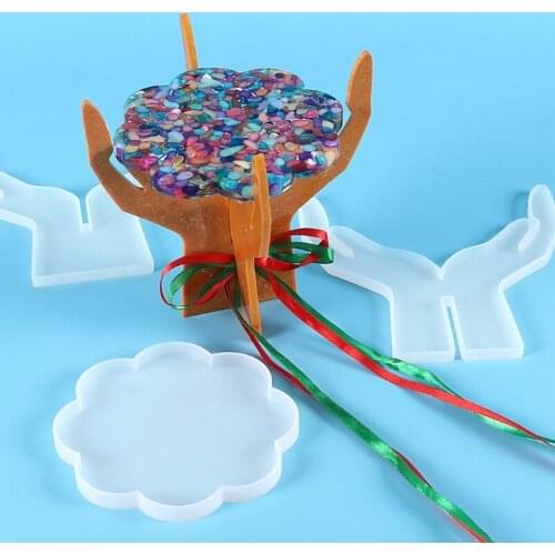 2 Pcs Double Hands Decorations Epoxy Resin Mold Home Ornaments Silicone Mould DIY Crafts Storage Rack Casting Tool B03B