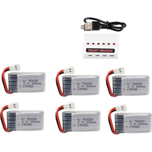 3.7V 300mAh Lipo Battery +6 in 1 charger set For Hubsan H107 Syma X11C FY530 Udi U816 U830 F180 E55 FQ777 FQ17W RC Drone Parts