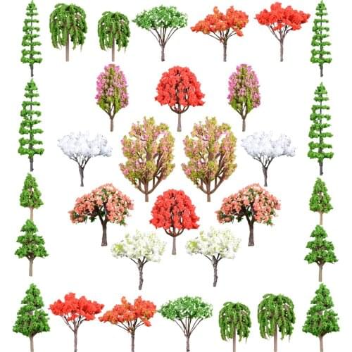 32pcs 4.2-9.7cm(1.65-3.8inch) DIY HO 1:85 Scale Apple Tree Model Railroad Architecture Diorama Tree for Sand Table Model