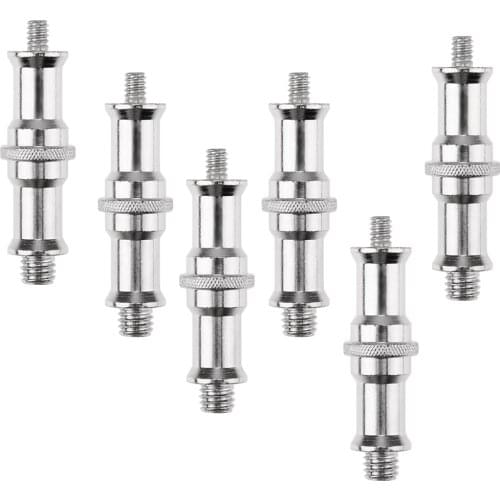 6pcs Double End Stud 1/4' And 3/8' Adapter Spigot Male Screw For Light Stand 1/4" Male to 3/8" Male Threaded Screw Adapter