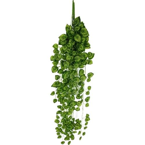 90cm Green Artificial Hanging Grape Vine Fake Plants Leaves Garland Home Garden Wall Decoration Plants Rattan