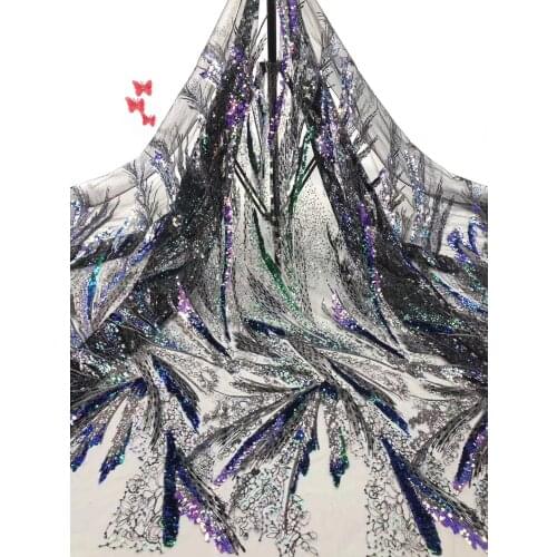 African Lace Fabric Embroidery Nigeria Sequin Lace Fabric 2021 High Quality French Tulle Lace Fabric For Women Wearing D37601