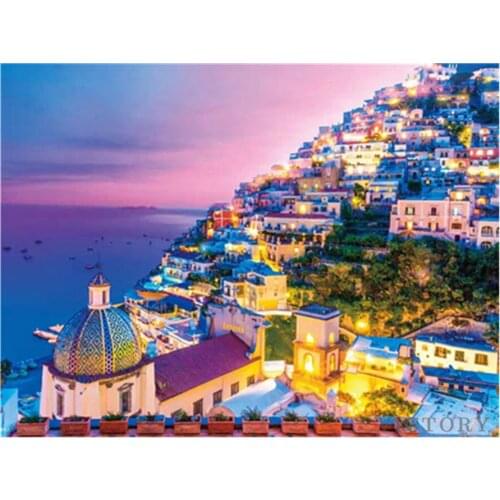 5D Diy Full Drill Diamond Painting Positano Ltaly City Art Rhinestone Craft Kit Diamond Embroidery Landscape Mosaic Home Decor