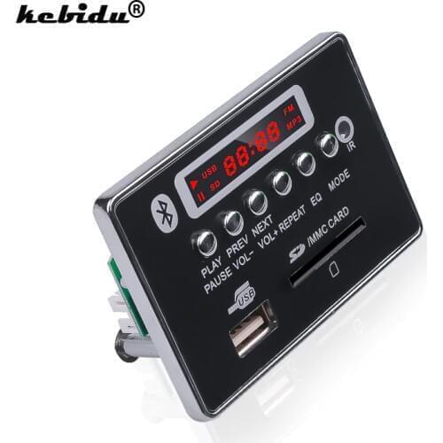 Kebidu 5V 12V Hands-free MP3 Decoder Board Bluetooth Module Car USB Player USB FM Aux Radio for Car Integrated Remote Control