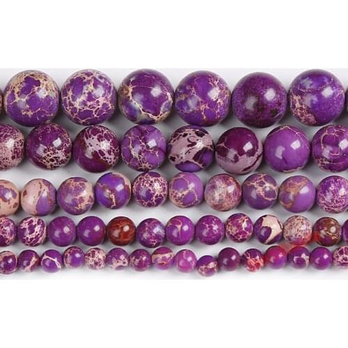 Free Shipping Natural Stone Purple Sea Sediment Imperial Jaspers Round Loose Beads 6 8 10 12MM Pick Size For Jewelry