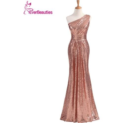 Sparkly Bridesmaid Dresses Long Sequins 2020 Rose Gold Wine Red Blue One-shoulder Colorful Vestidos De Madrinha De Casamento