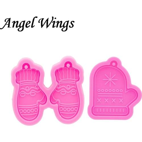 Shiny Christmas Crutches with Bow/Gloves Earrings Resin Silicone Mold, Crafts with Epoxy DIY Resin Crafting Mold DY1017