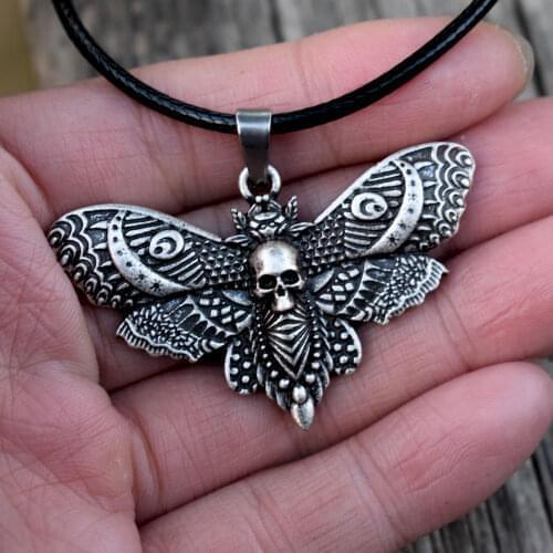 12pcs dead head skull moth necklace