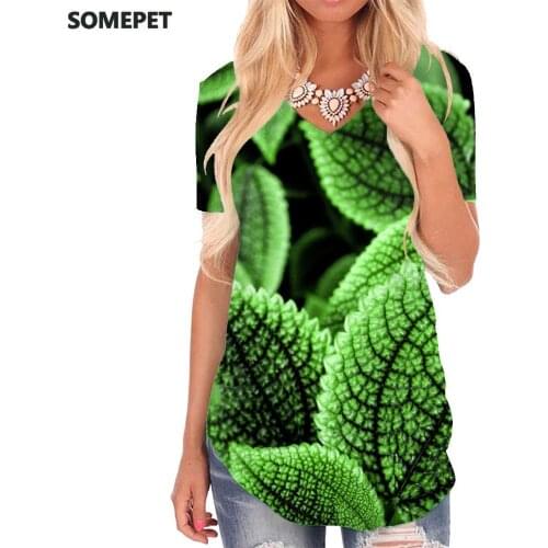 SOMEPET Mint T-shirt women Green V-neck Tshirt Harajuku Shirt Print Womens Clothing Fashion Printed Plus Size High Quality