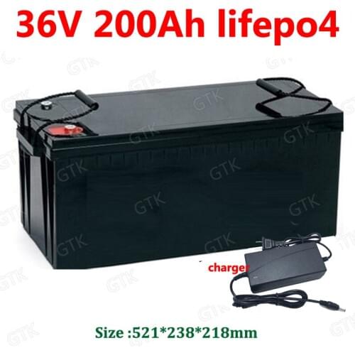 GTK waterproof lithium 36V 200AH lifepo4 battery for 3000W Photovoltaic energy storage bicycle scooter bike boat +10A Charger