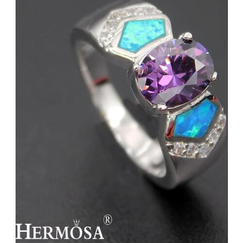 Hermosa Elegant Lady Jewelry Gift Mystic Fire Australia Opal Ring Size 7 8 Fashion Women Rings R1013