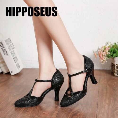 Hipposeus New Dance-Shoes Women Latin Girls Salsa Ballroom Dancing Shoes Female Modern Tango Soft Sole Party Sandals Dance Shoes