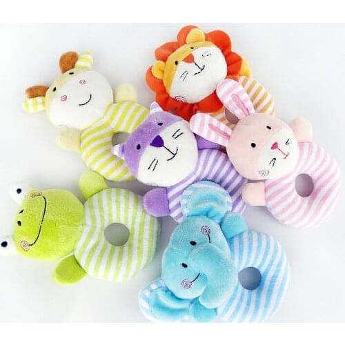 2020 Newborns Infant Baby Toy Kids Gift Elephant Lion Deer Animal Catoon Hand Bell Ring Rattles Kid Plush Soft Toy
