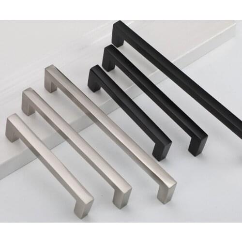 JD Silver Brushed Aluminum Wardrobe Handle Black Cabinet Door Handle Square Wine Cabinet Furniture Small Handle