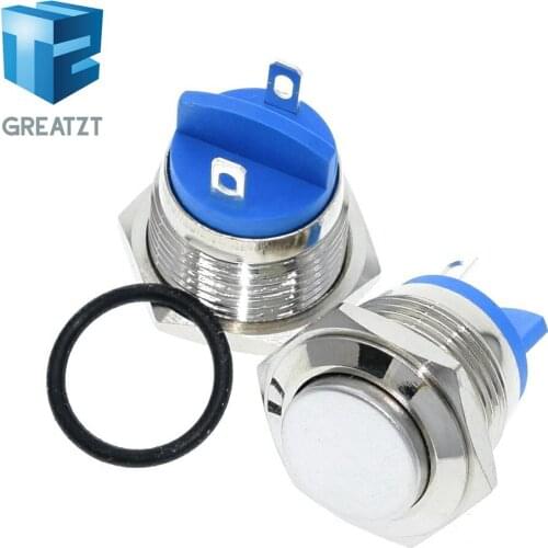 GREATZT 16mm metal push button waterproof nickel plated brass button switch press button reset 1NO high round momentary 16GT.F.L