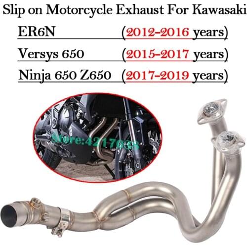 Slip on Motorcycle Exhaust Escape Modified Muffler Front Middle Connection Link Pipe For Kawasaki ER6N Versys 650 Z650 Ninja 650