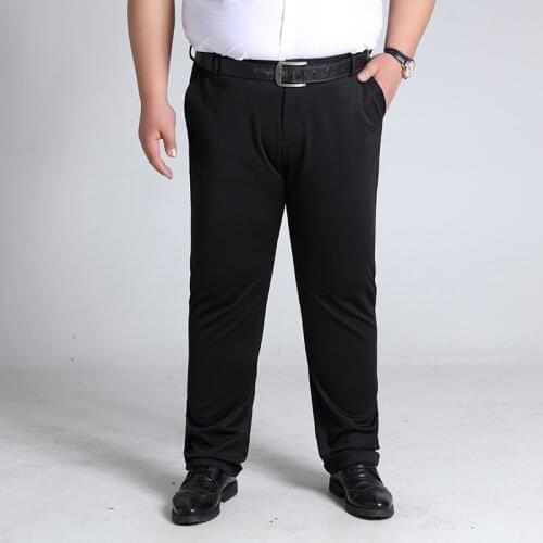 Fat dad mens casual Joker soft and comfortable straight tube high waist non-iron business dress trousers oversized trousers