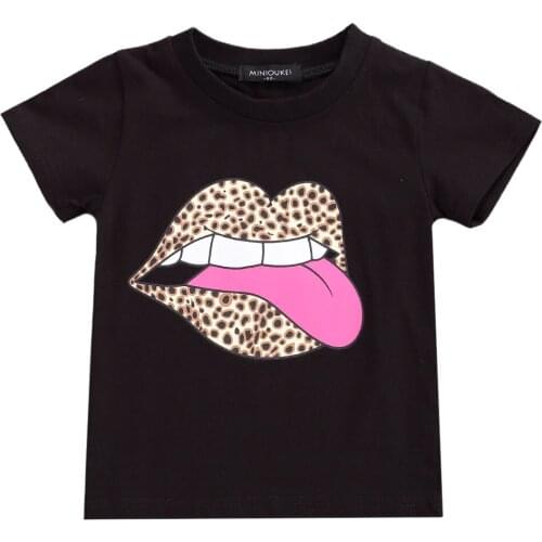 0-5Y NEW Summer Fashion Baby Girls T Shirts Tops Cartoon Print Short Sleeve Pullover Black Tops