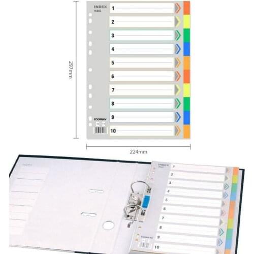 10 Colors/Set A4 Binder Dividers Quality PP Plastic 2 / 3 / 4 Ring Binder Folder Index Divider Separadores Archivador A4