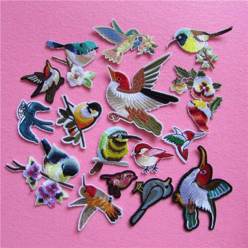 Hot fashion bird patterned patches stripes hot melt adhesive applique delicacy embroidery DIY clothing accessory C2195-C5340