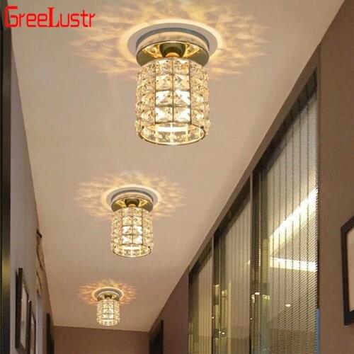 Simple Gold Crystal Ceiling Lights 5W Led Plafon for Foyer Stair Aisle Light Lustre 110v-220v Lighting Fixtures Luminarias