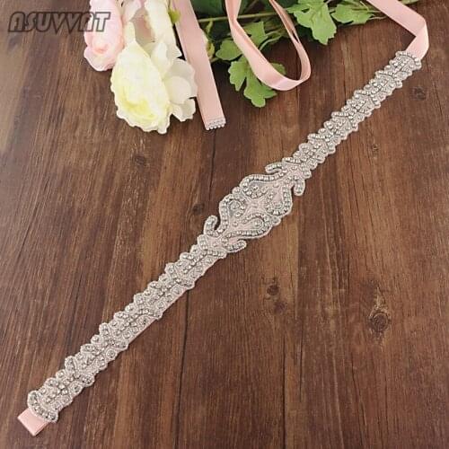 Fashion Women Belt Wedding Bridal Belt Rhinestone Flowers Applique Belt Crystal Belts For Wedding Girl Evening Party Dress Belt