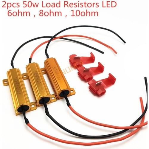 2pcs 50w 6ohm 8ohm 10ohm Load Resistors LED Flash Rate Turn Signals Light Indicator Controllers Brake Running Motorcycle
