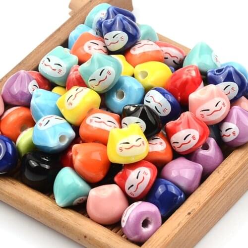 Cute Ceramic Beads 8x10mm Cat Shape Porcelain Beads for Jewelry Making Bracelets Necklace Handmade DIY Accessories