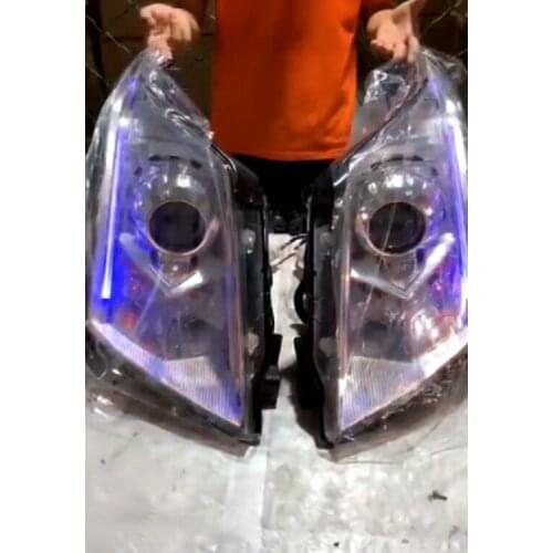 LED Headlight for Cadillac srx COB Angel Eye DRL Daytime Running Light Turn Signal and Blue Night Mode