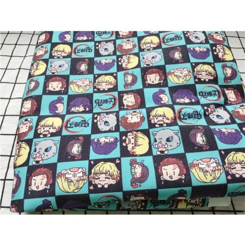 Anime Demon Slayer Kimetsu No Yaiba Cosplay Tanjirou Zenitsu Canvas Fabric Nezuko Print Cloth For Needlework DIY Handmade CS383