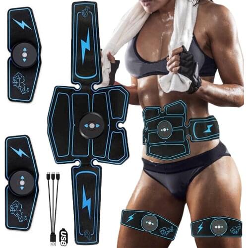 EMS Muscle Stimulator Massager Abdominal Trainer Belt Body Slimming Massage Smart Fitness Training Electric Weight Loss Stickers